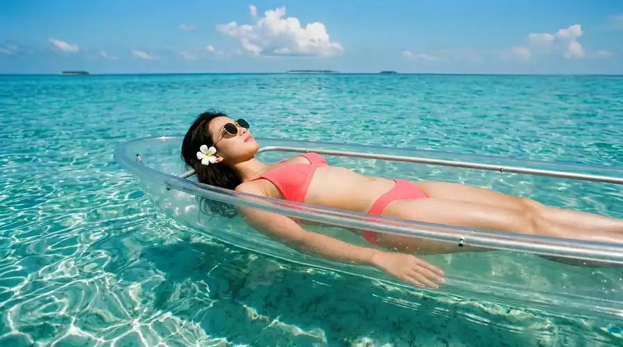 Recreational kayaking activity in the turquoise sea Sunny Holiday